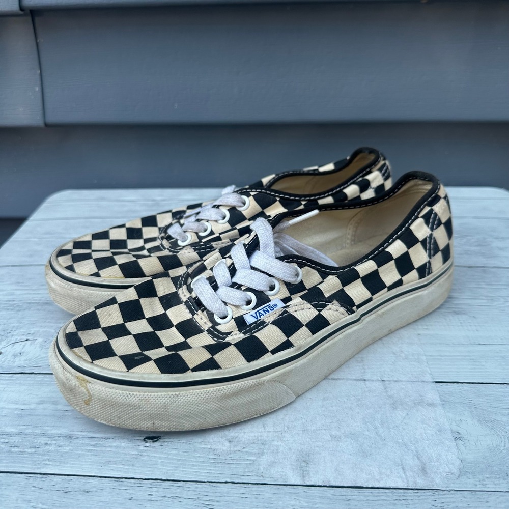 Vans Authentic Checkerboard Black White Canvas Sneakers Women's 7 Men's 5.5